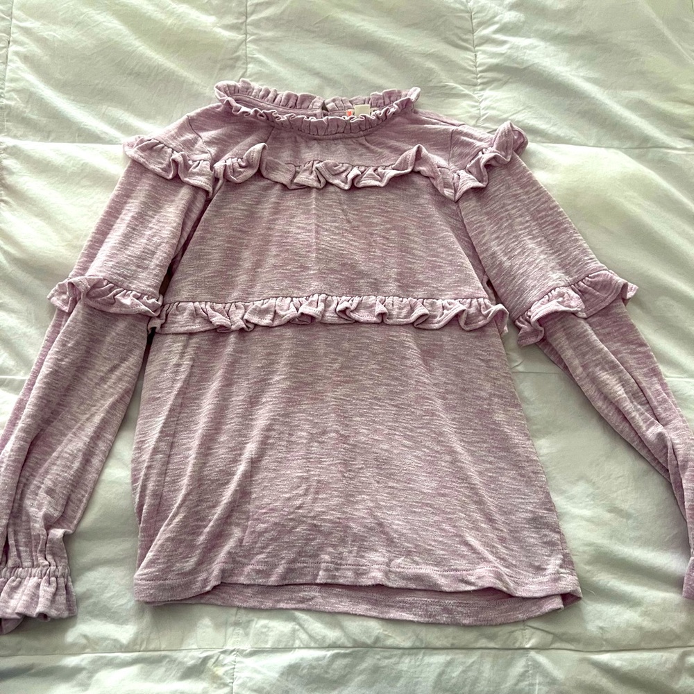 Crewcuts ruffle top. Lavender size 12 EUC